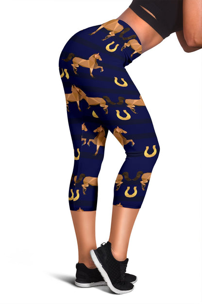 Horse Luxury Themed Pattern Print Women Capris