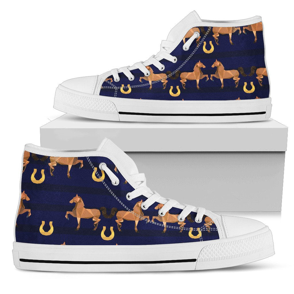 Horse Luxury Themed Pattern Print Women High Top Shoes