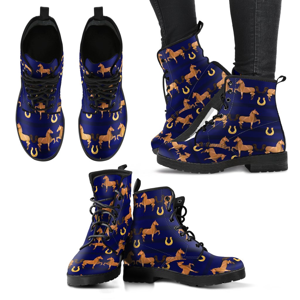 Horse Luxury Themed Pattern Print Women Leather Boots-JTAMIGO.COM