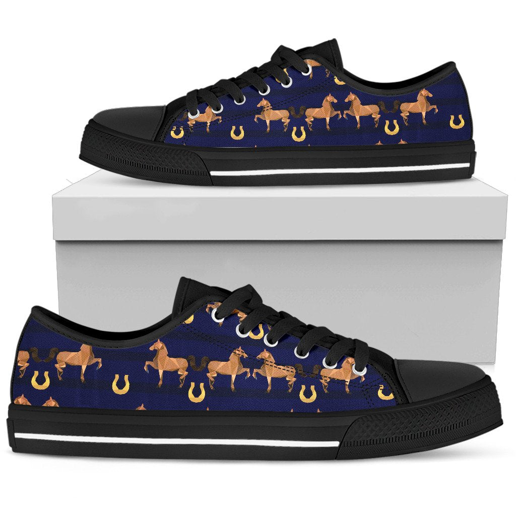 Horse Luxury Themed Pattern Print Women Low Top Shoes