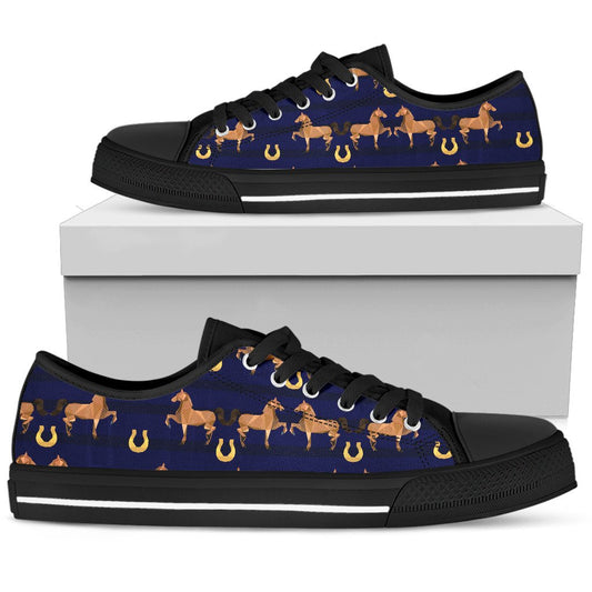 Horse Luxury Themed Pattern Print Women Low Top Shoes