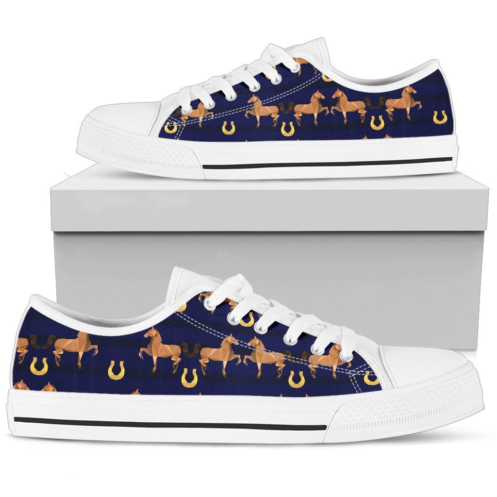 Horse Luxury Themed Pattern Print Women Low Top Shoes