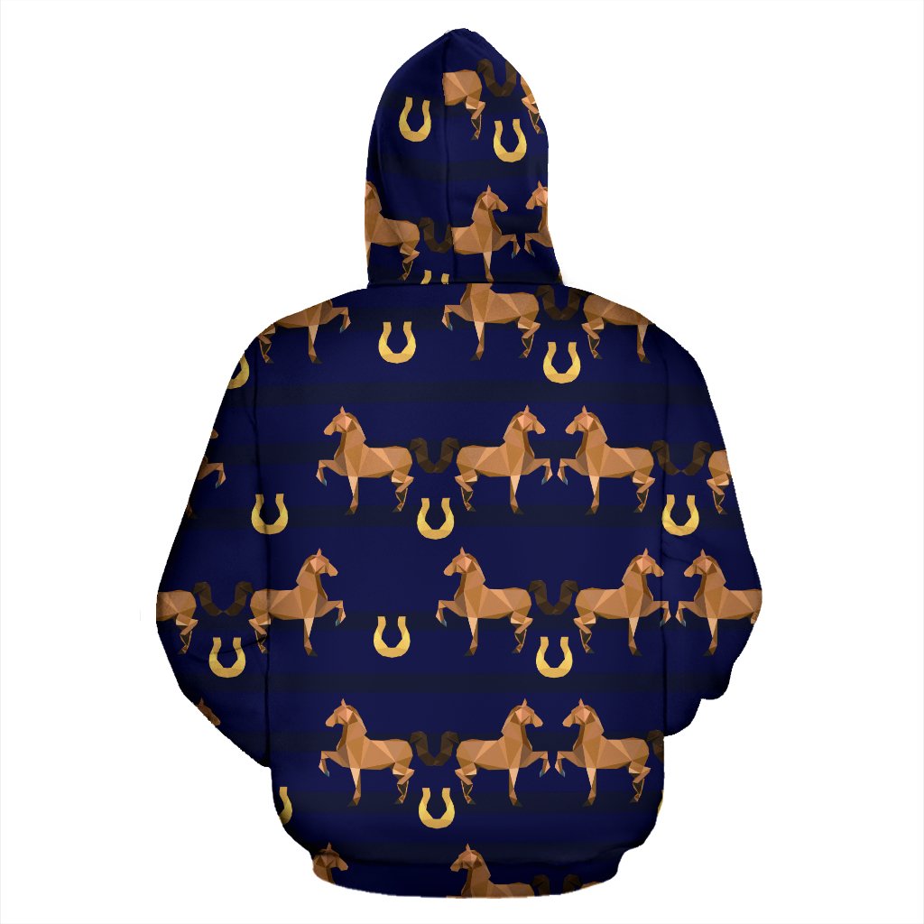 Horse Luxury Themed Pattern Print Zip Up Hoodie