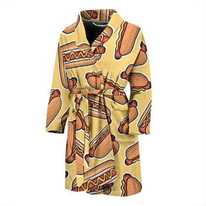 Hot Dog Pattern Print Design 01 Men Bathrobe-JORJUNE.COM