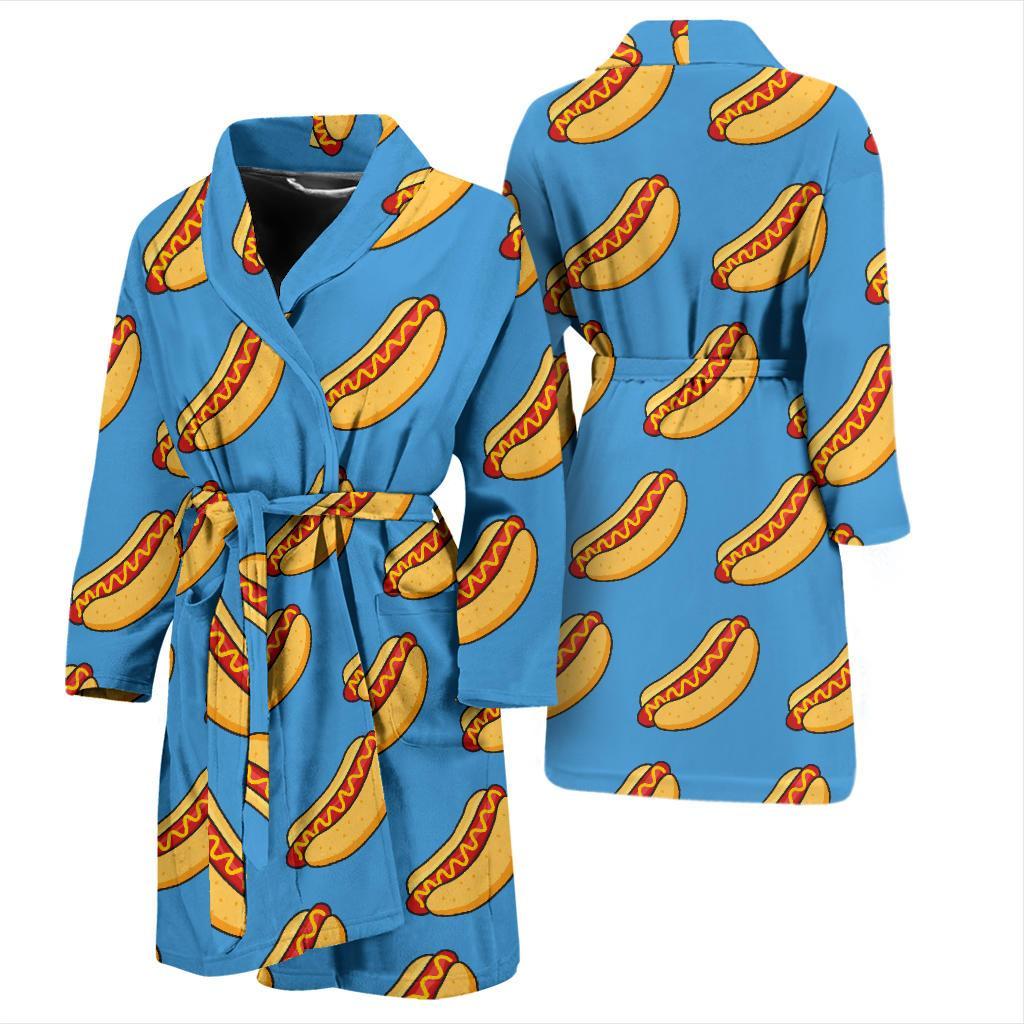 Hot Dog Pattern Print Design 02 Men Bathrobe-JORJUNE.COM