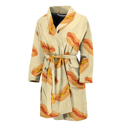 Hot Dog Pattern Print Design 05 Men Bathrobe-JORJUNE.COM