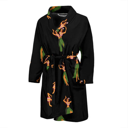 Hula Dancers Girl Pattern Print Design 01 Men Bathrobe-JORJUNE.COM
