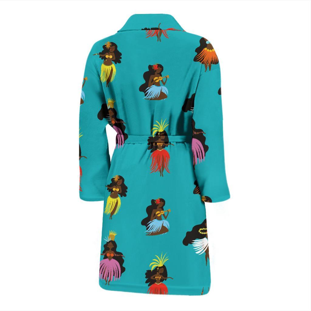 Hula Dancers Pattern Print Design 04 Men Bathrobe-JORJUNE.COM