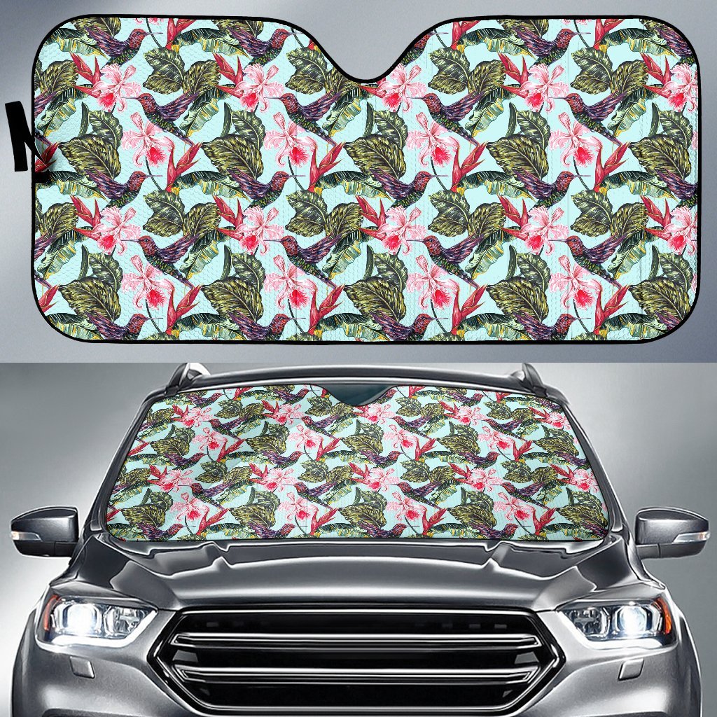 Hummingbird Cute Themed Print Car Sun Shade For Windshield