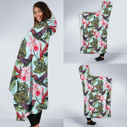 Hummingbird Cute Themed Print Hooded Blanket-JTAMIGO.COM