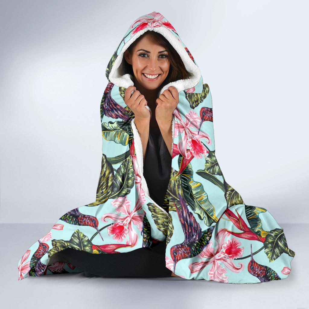 Hummingbird Cute Themed Print Hooded Blanket-JTAMIGO.COM