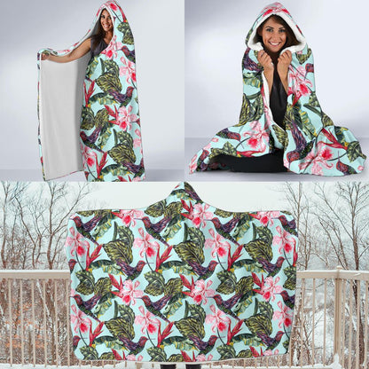 Hummingbird Cute Themed Print Hooded Blanket-JTAMIGO.COM
