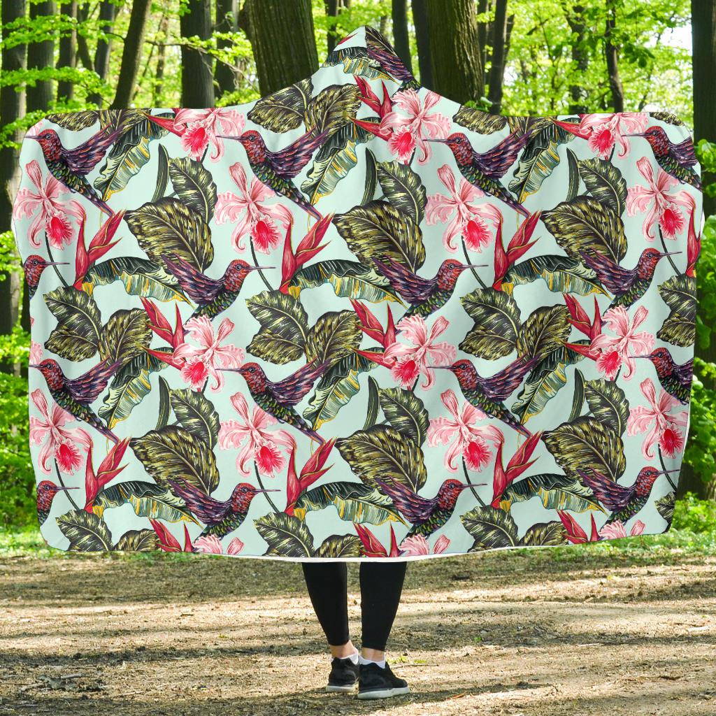 Hummingbird Cute Themed Print Hooded Blanket-JTAMIGO.COM