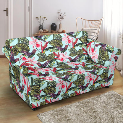 Hummingbird Cute Themed Print Loveseat Slipcover-JTAMIGO.COM