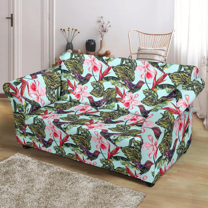 Hummingbird Cute Themed Print Loveseat Slipcover-JTAMIGO.COM