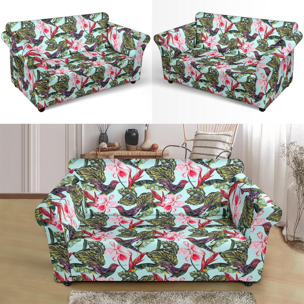 Hummingbird Cute Themed Print Loveseat Slipcover-JTAMIGO.COM