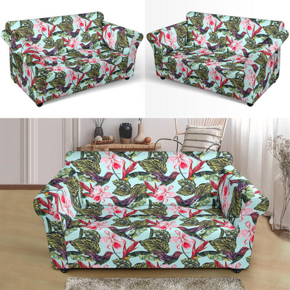 Hummingbird Cute Themed Print Loveseat Slipcover-JTAMIGO.COM