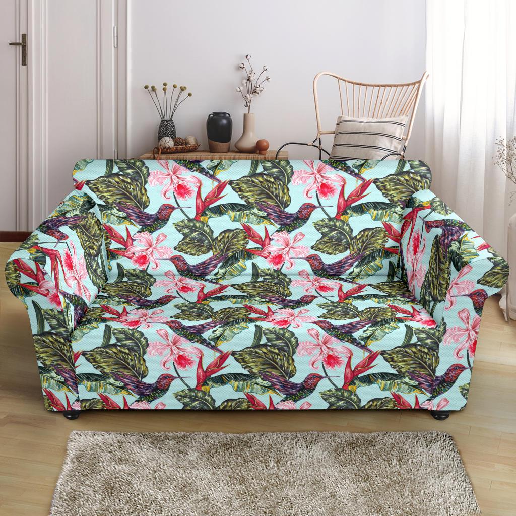 Hummingbird Cute Themed Print Loveseat Slipcover-JTAMIGO.COM