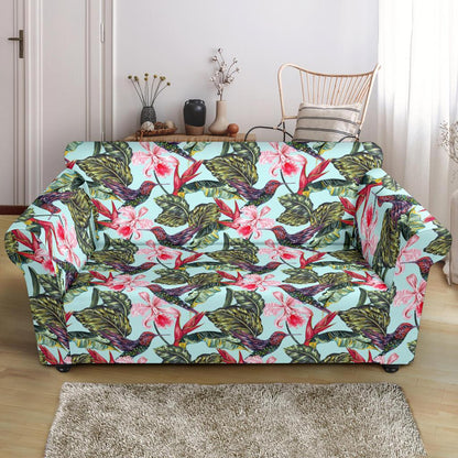 Hummingbird Cute Themed Print Loveseat Slipcover-JTAMIGO.COM