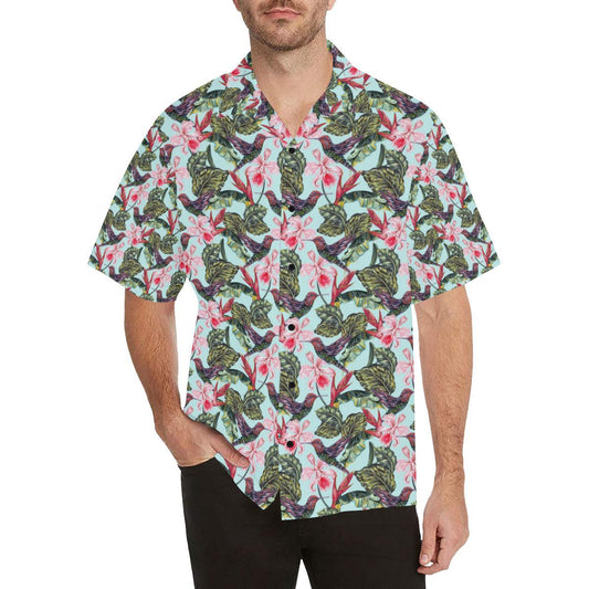 Hummingbird Cute Themed Print Men Aloha Hawaiian Shirt