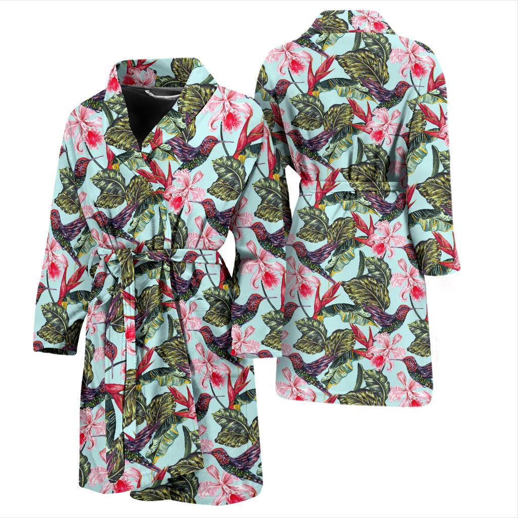Hummingbird Cute Themed Print Men Bath Robe-JTAMIGO.COM