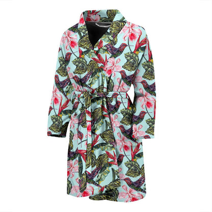 Hummingbird Cute Themed Print Men Bath Robe-JTAMIGO.COM