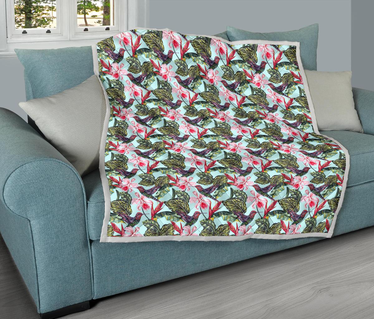 Hummingbird Cute Themed Print Premium Quilt-JTAMIGO.COM