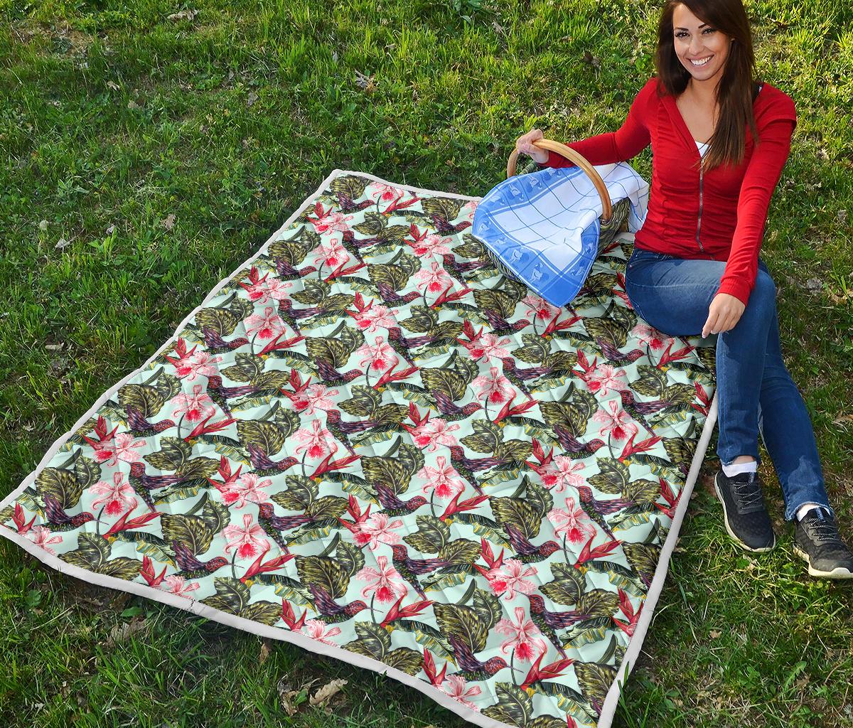 Hummingbird Cute Themed Print Premium Quilt-JTAMIGO.COM