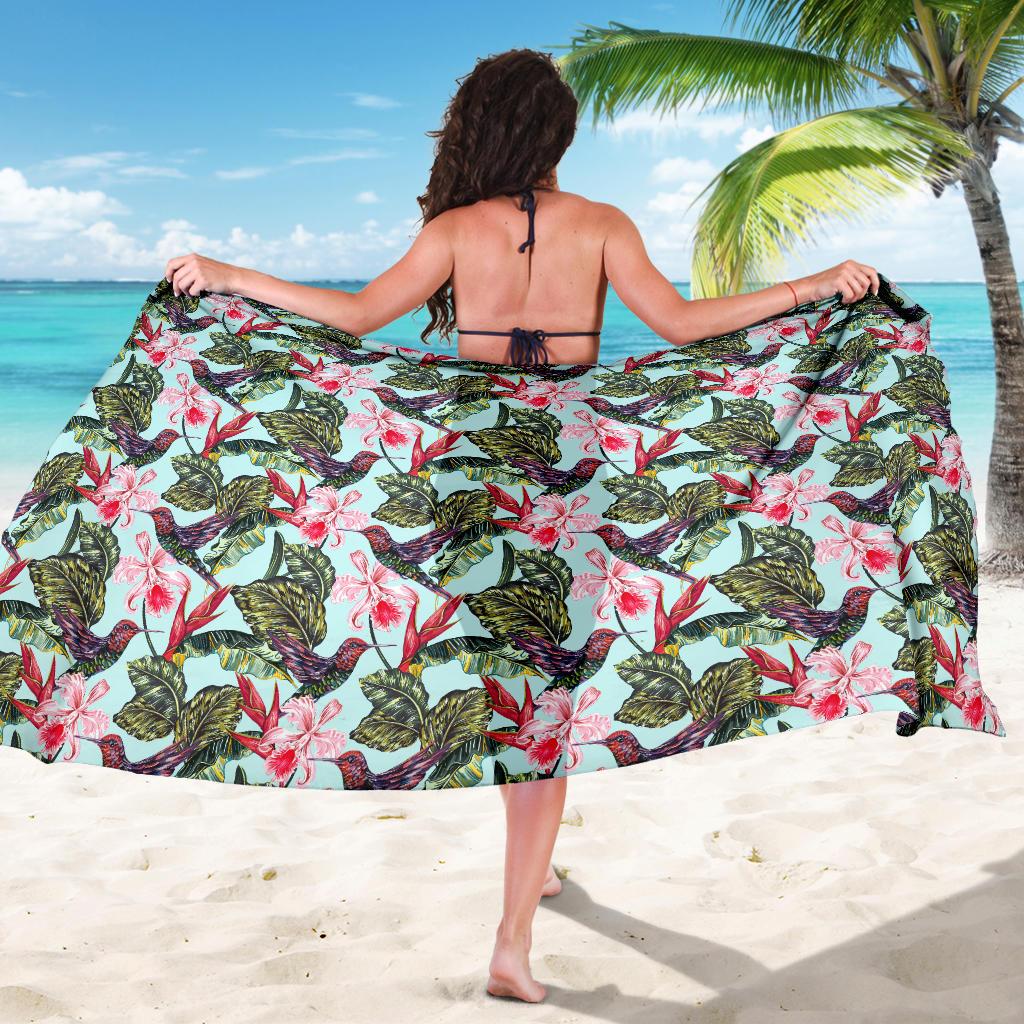 Hummingbird Cute Themed Print Sarong Pareo Wrap