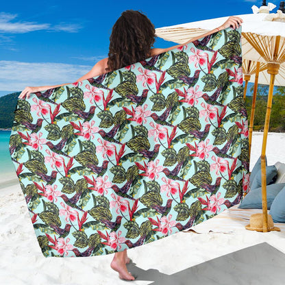 Hummingbird Cute Themed Print Sarong Pareo Wrap