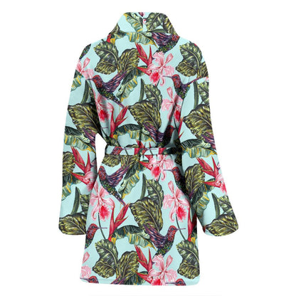 Hummingbird Cute Themed Print Women Bath Robe-JTAMIGO.COM