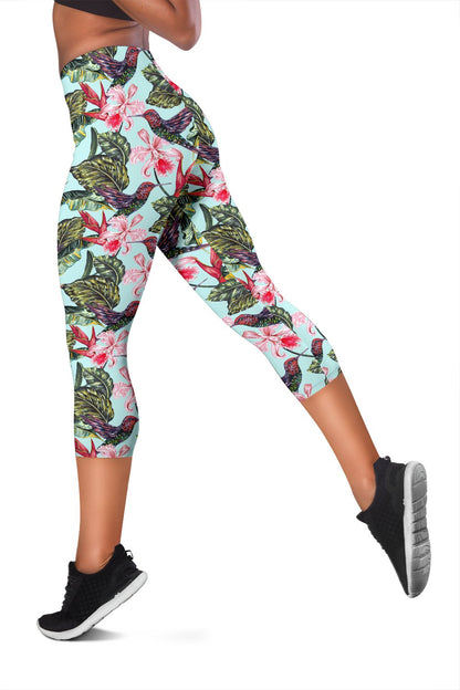 Hummingbird Cute Themed Print Women Capris