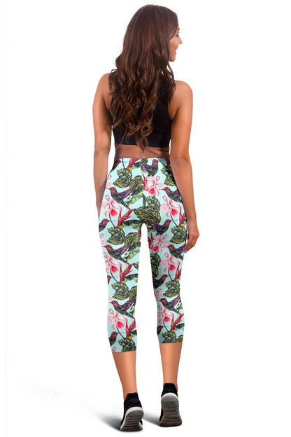 Hummingbird Cute Themed Print Women Capris