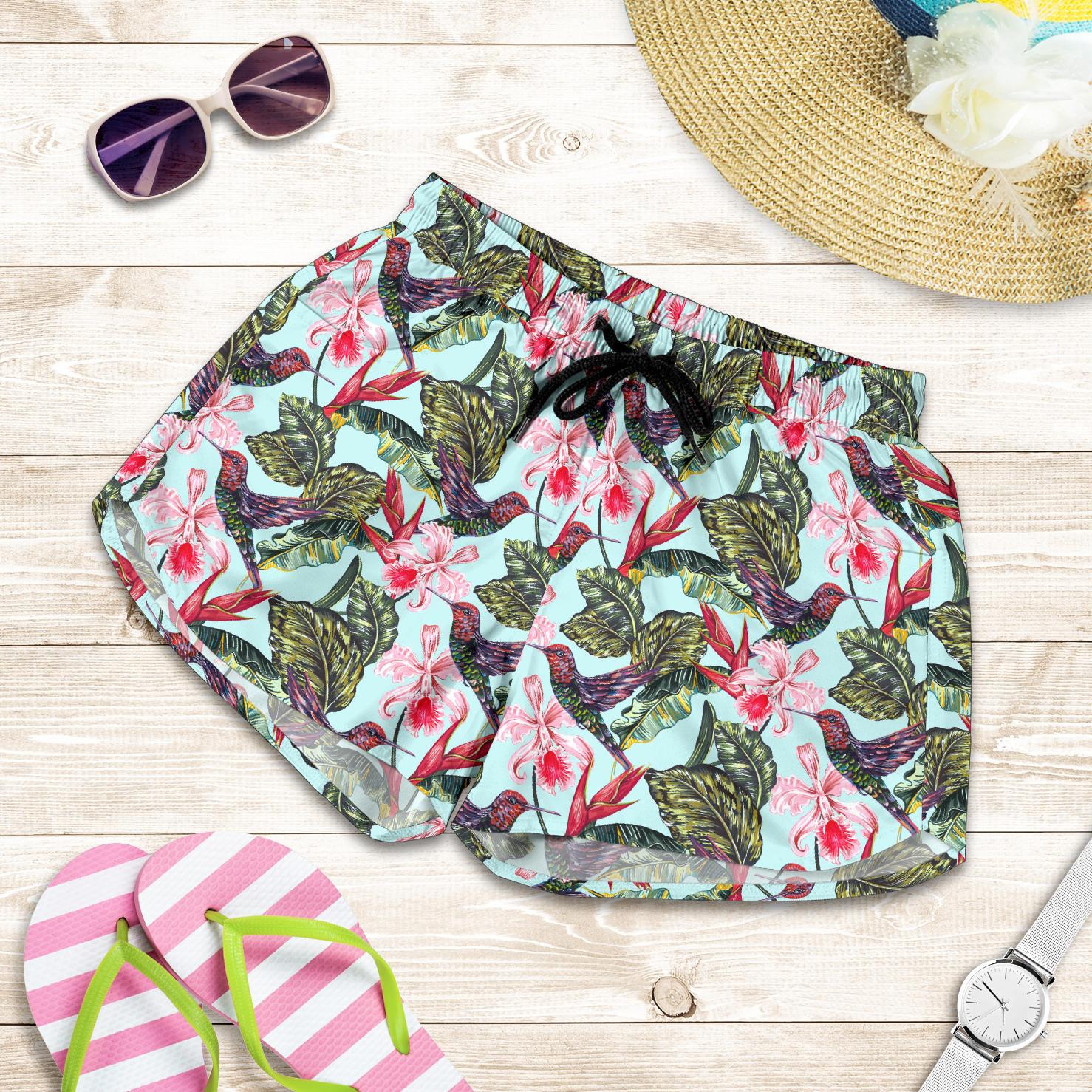 Hummingbird Cute Themed Print Women Shorts-JTAMIGO.COM