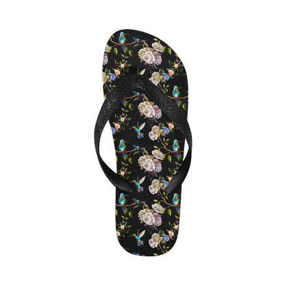 Hummingbird Flower Themed Print Flip Flops-JTAMIGO.COM