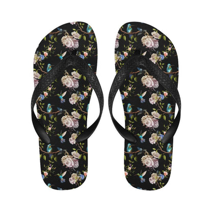 Hummingbird Flower Themed Print Flip Flops-JTAMIGO.COM