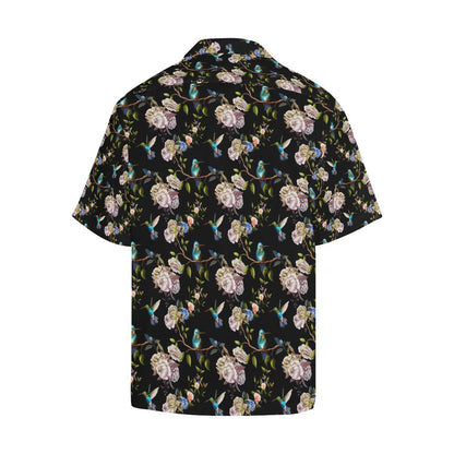 Hummingbird Flower Themed Print Men Aloha Hawaiian Shirt