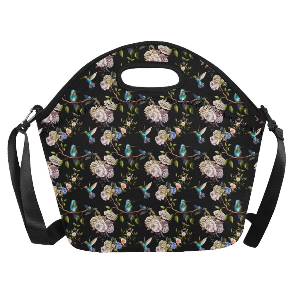 Hummingbird Flower Themed Print Neoprene Lunch Bag (Model 1669)(Large)-JTAMIGO.COM