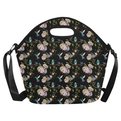 Hummingbird Flower Themed Print Neoprene Lunch Bag (Model 1669)(Large)-JTAMIGO.COM