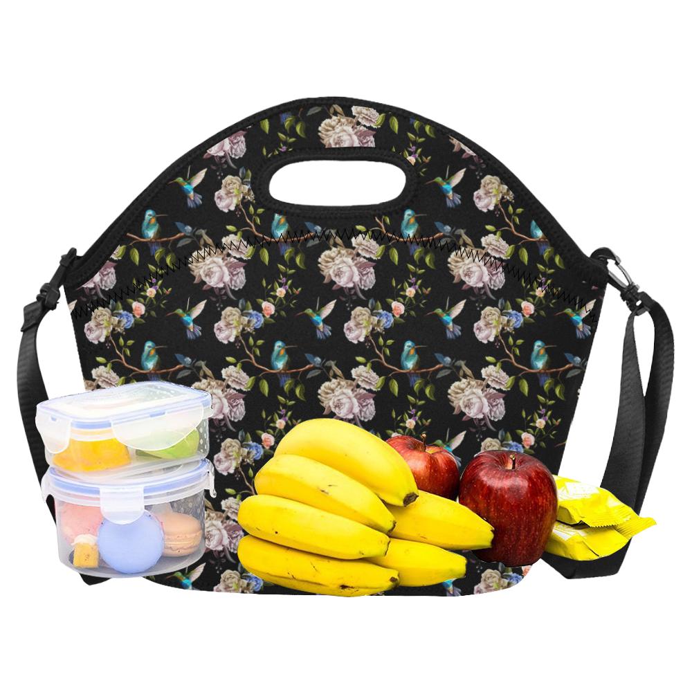Hummingbird Flower Themed Print Neoprene Lunch Bag (Model 1669)(Large)-JTAMIGO.COM