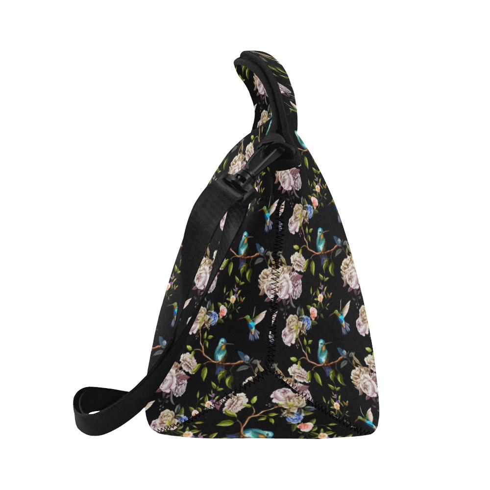 Hummingbird Flower Themed Print Neoprene Lunch Bag (Model 1669)(Large)-JTAMIGO.COM