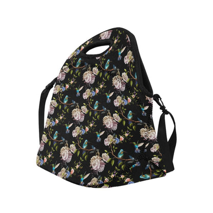 Hummingbird Flower Themed Print Neoprene Lunch Bag (Model 1669)(Large)-JTAMIGO.COM