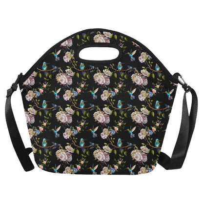 Hummingbird Flower Themed Print Neoprene Lunch Bag (Model 1669)(Large)-JTAMIGO.COM