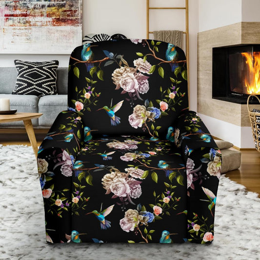 Hummingbird Flower Themed Print Single Sofa Slipcover -JTAMIGO.COM