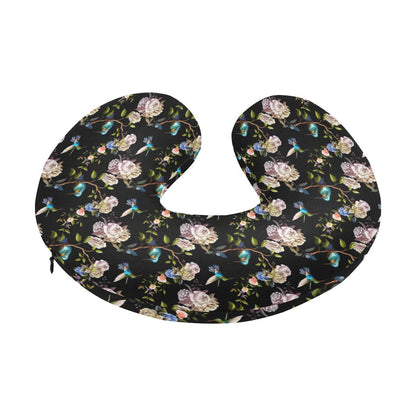 Hummingbird Flower Themed Print U-Shaped Travel Neck Pillow-JTAMIGO.COM