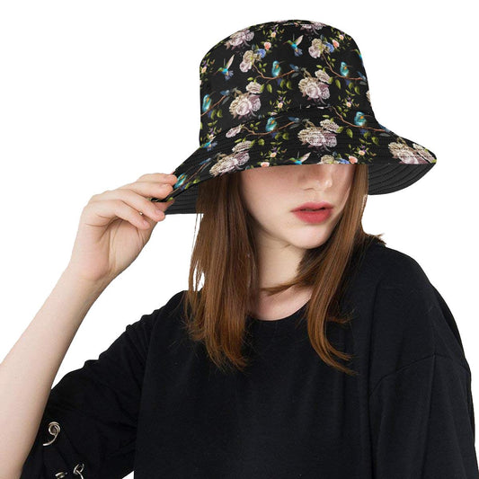 Hummingbird Flower Themed Print Unisex Bucket Hat