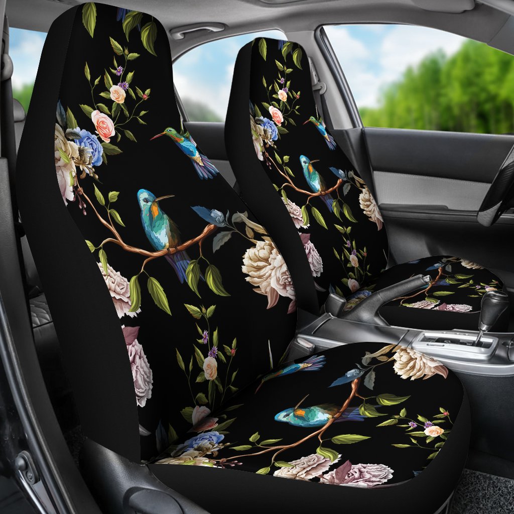 Hummingbird Flower Themed Print Universal Fit Car Seat Covers
