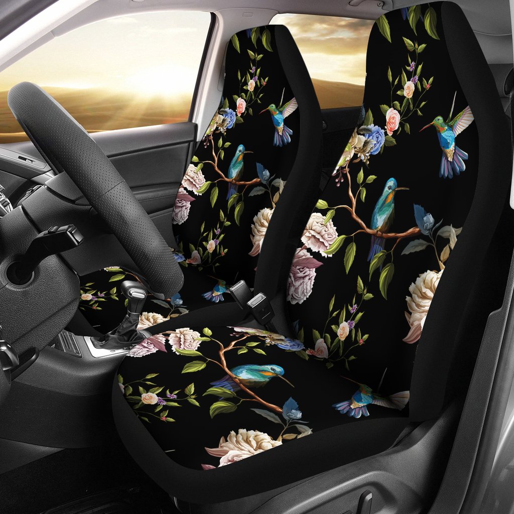Hummingbird Flower Themed Print Universal Fit Car Seat Covers