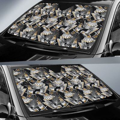 Hummingbird Gold Design Themed Print Car Sun Shade For Windshield