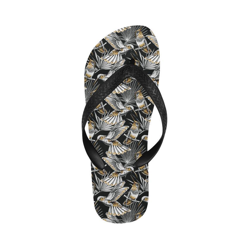 Hummingbird Gold Design Themed Print Flip Flops-JTAMIGO.COM